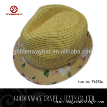 khaki brim fedora hat unisex plain straw hats under brim printing hats